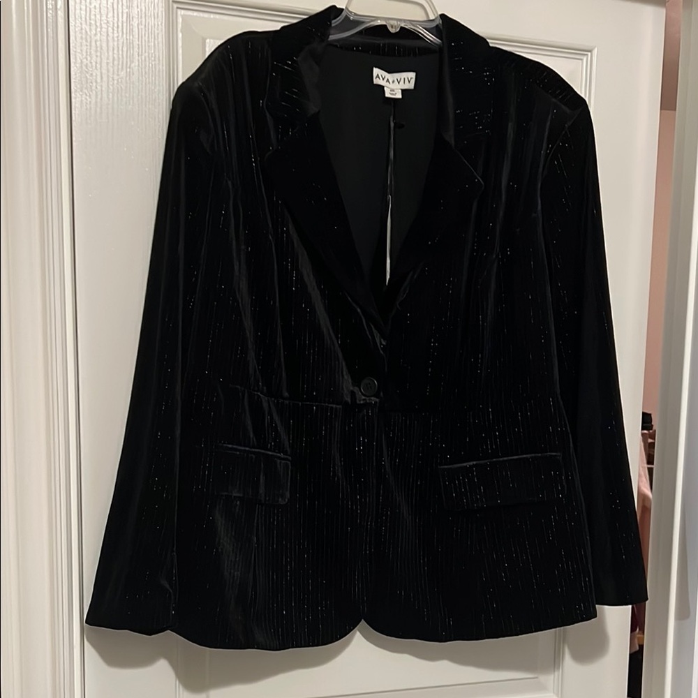 NWT Ava & Viv Black Velvet Blazer